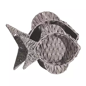2 Grey Basket Fish Trays Set