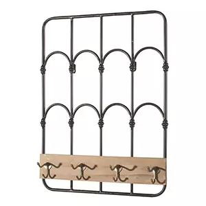 Hook Rack Metal/Wood Black