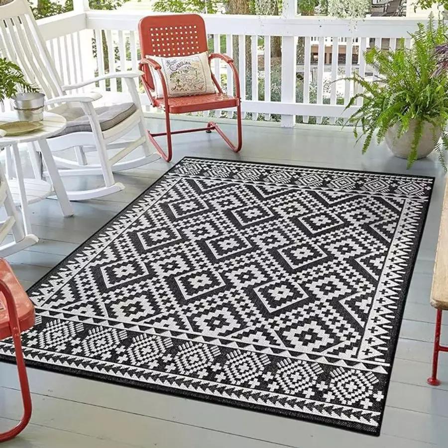 Cabana 8' x 10' Indoor/Outdoor Black Weiss Rug