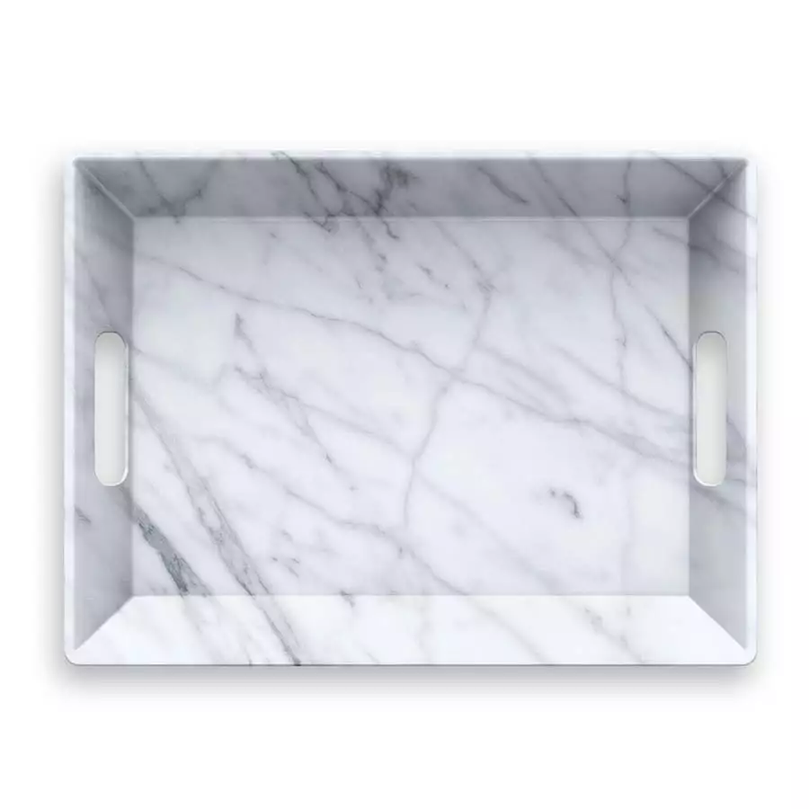 19.5" x 14.5" Carrara Handled Serve Tray 