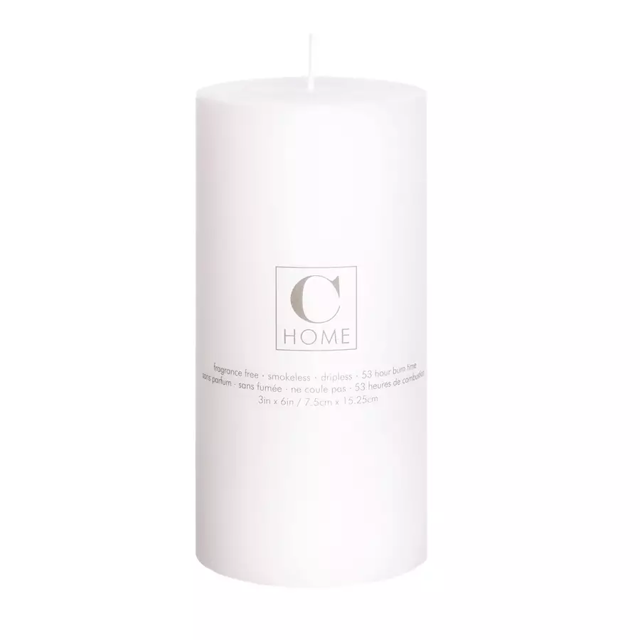 3" x 6" White Candle Pillar