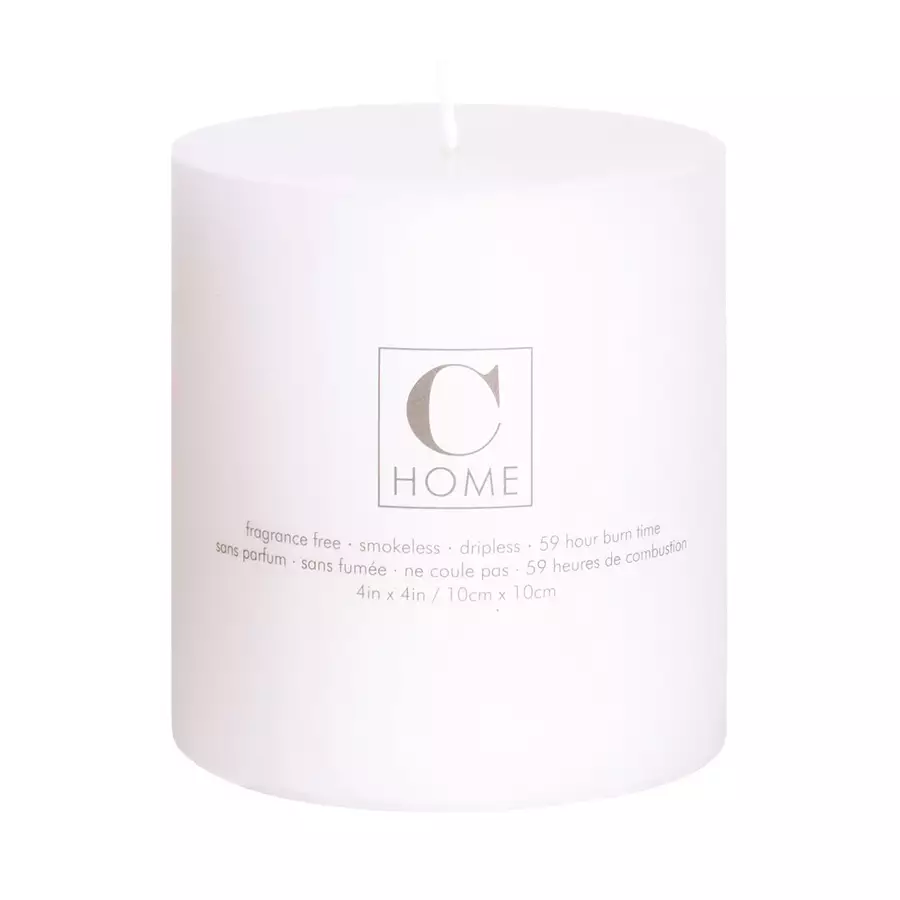 4" x 3" White Candle Pillar