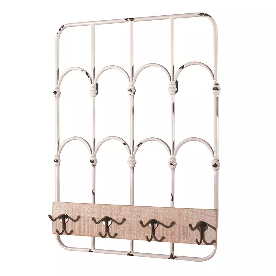 Hook Rack Metal/Wood White
