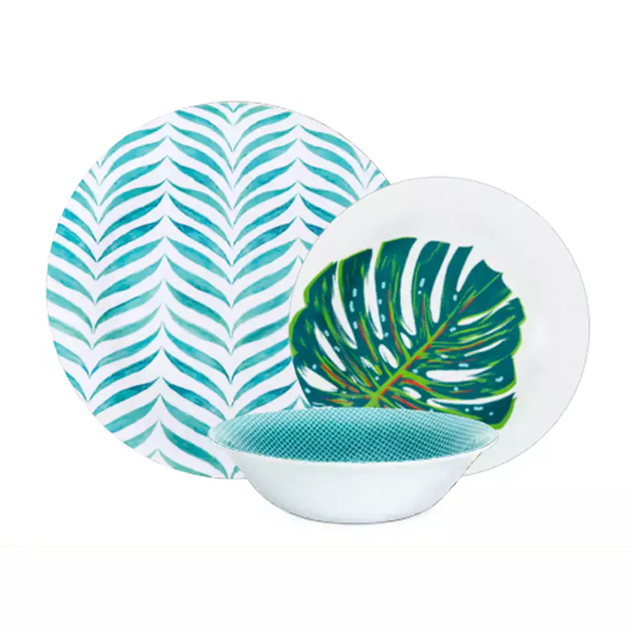 Tropical Aqua 12-Piece Dishware Set