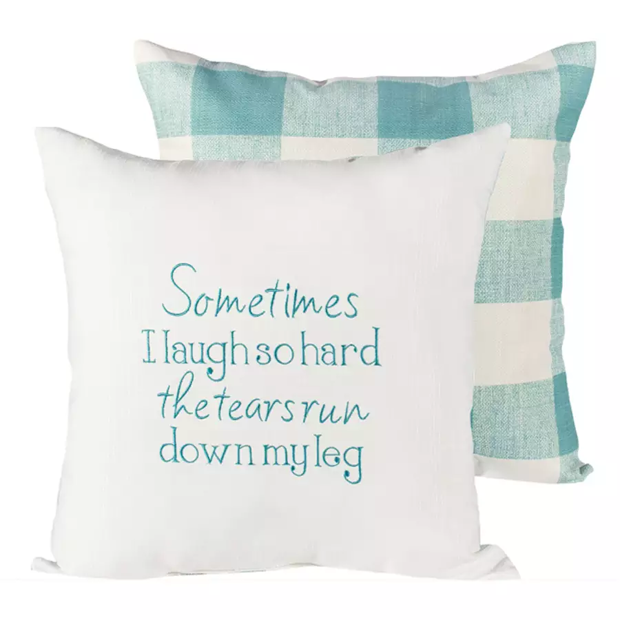 18" Square Sometimes Buffalo Check Aqua Pillow