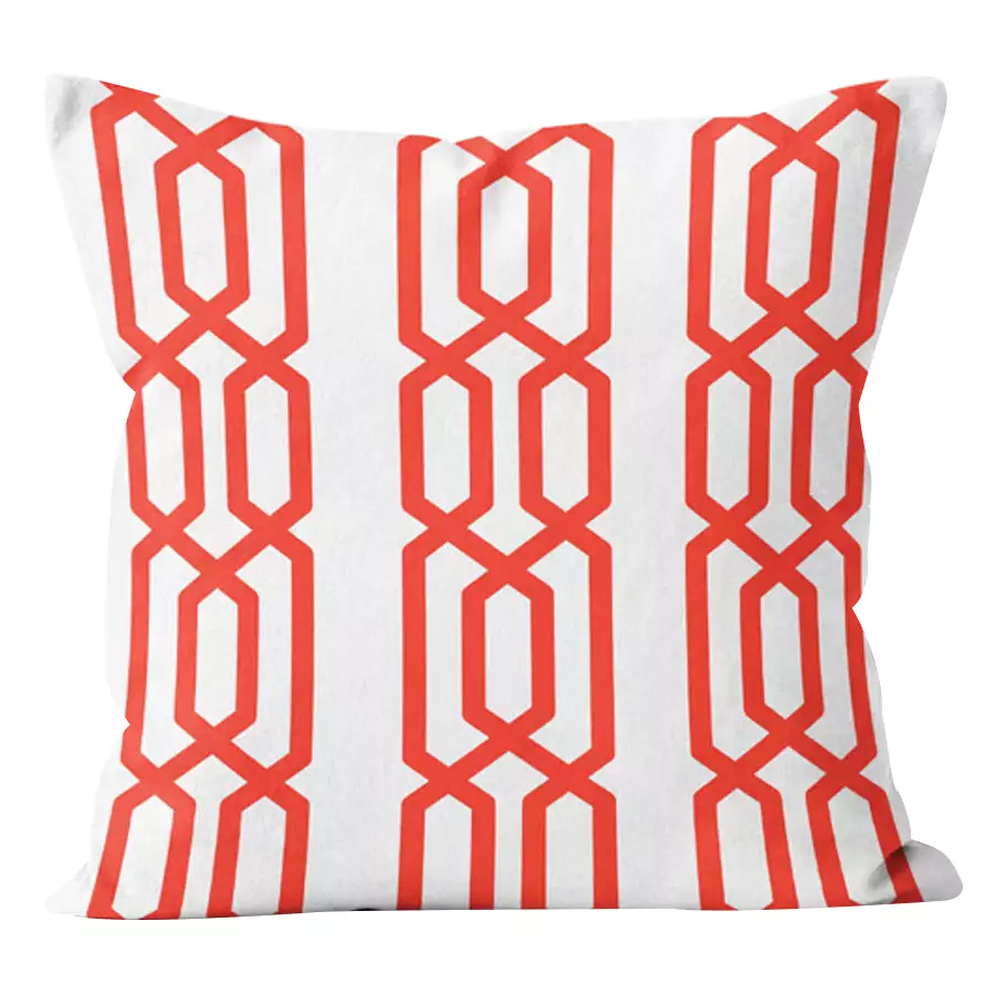20" Square Chainlink White/Coral Pillow