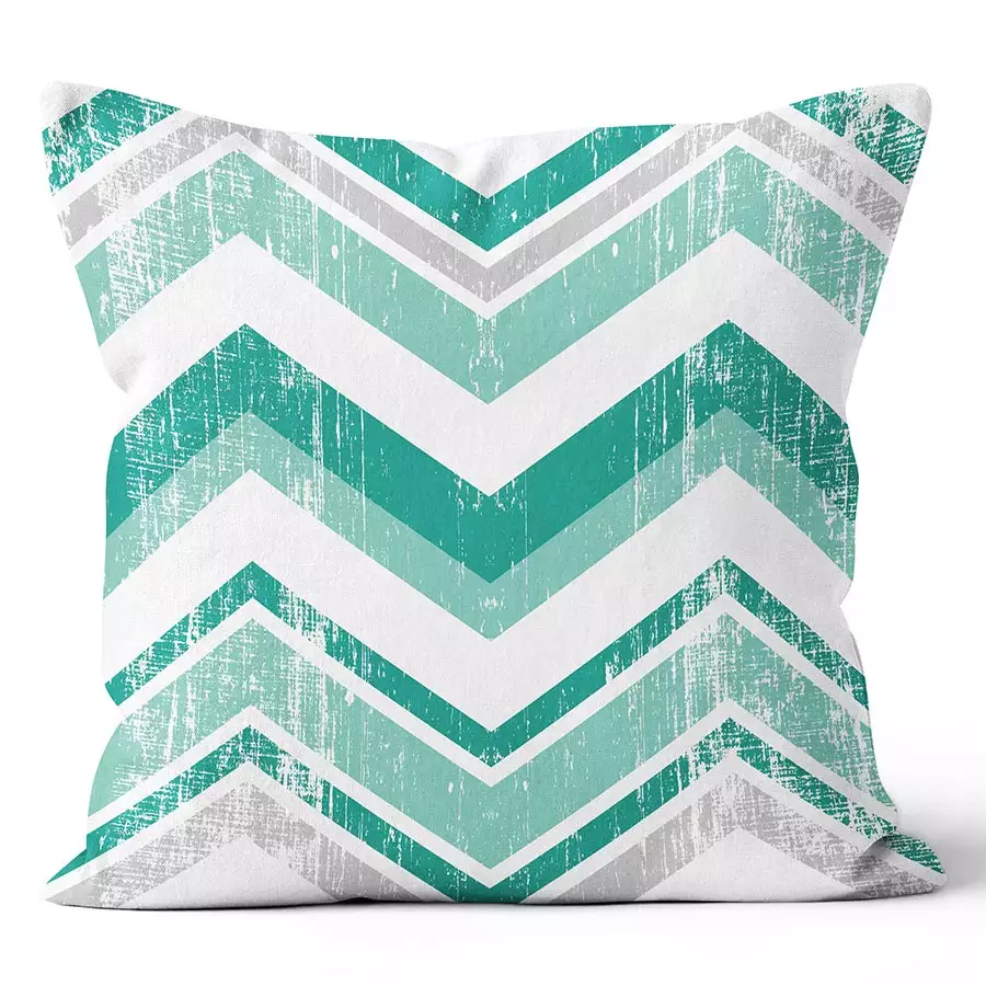 20" Square Chevron Multi Aqua Pillow