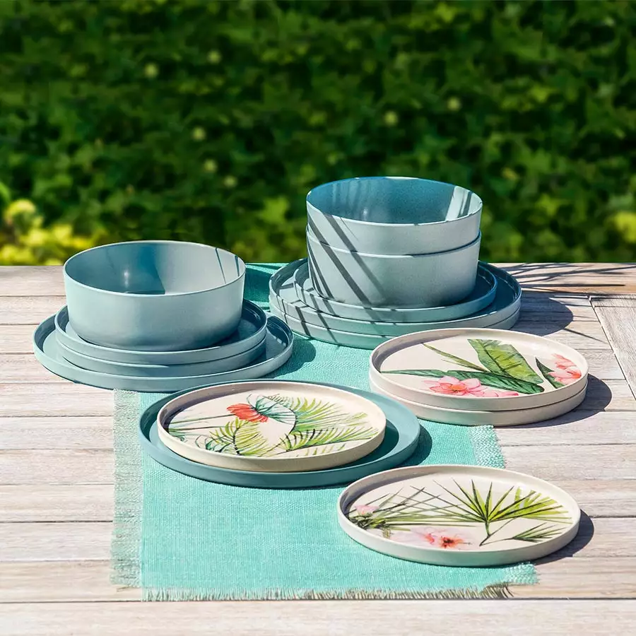 Palermo Bamboo Salad Plate Teal