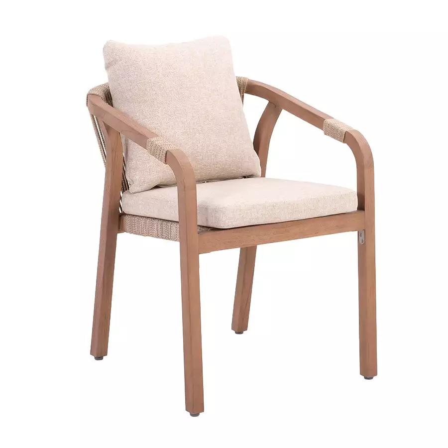 Rimini Dining Chair Teak/Rope Brown