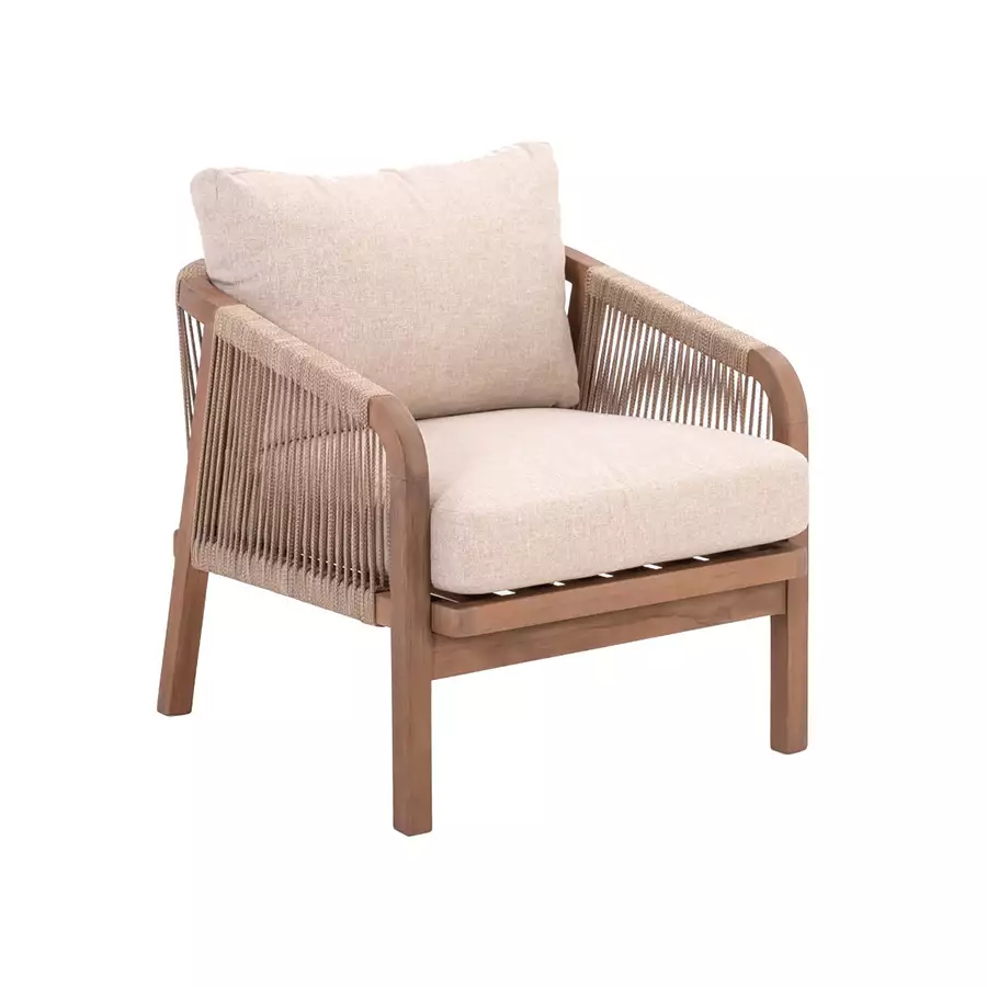Rimini Club Chair Teak/Rope Brown
