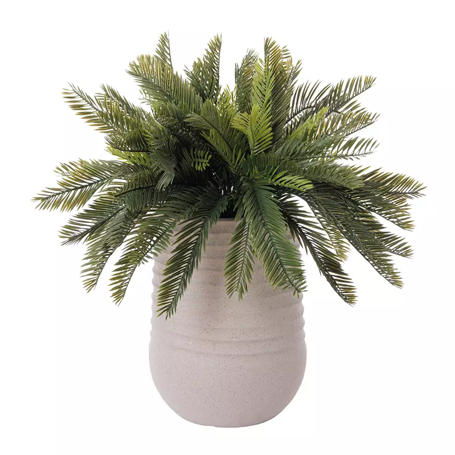 Cycas Arrangement With Grey Terrazzo Beige Pot, 26" x 20