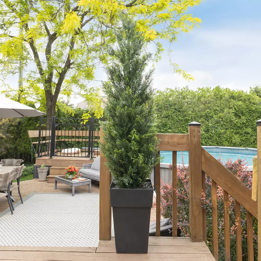Artificial potted outdoor cedar, 68”