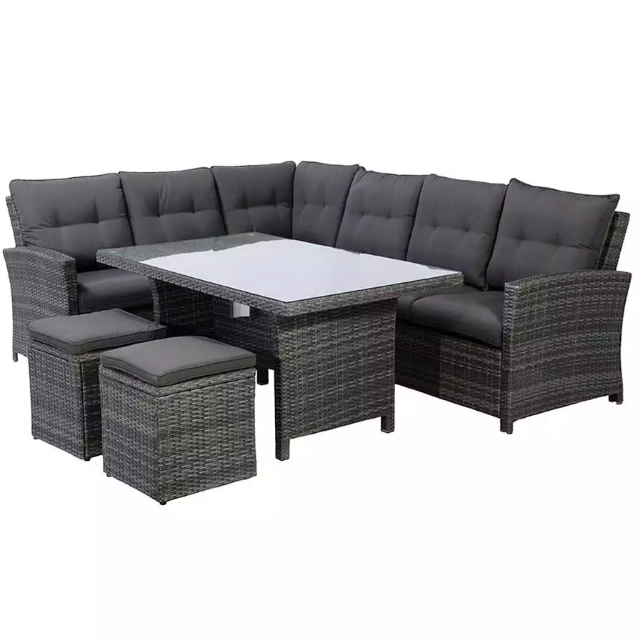 Five-Piece Dining Sectional Charcoal Grey
