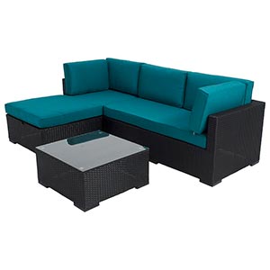 Three Piece Sectional Black / Teal