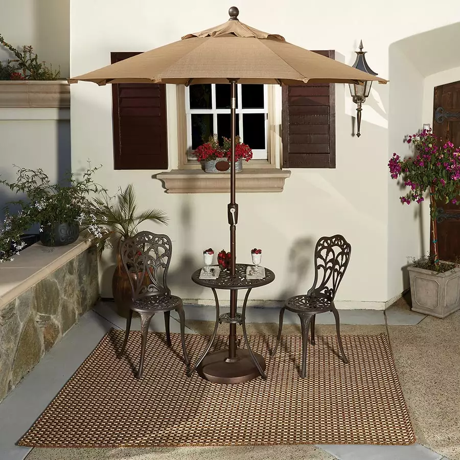 Cobblestone Teak Outdoor Rug 5'3