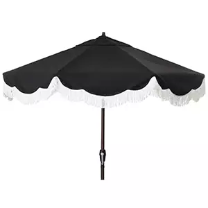 Black and White Fringe Umbrella, 9'