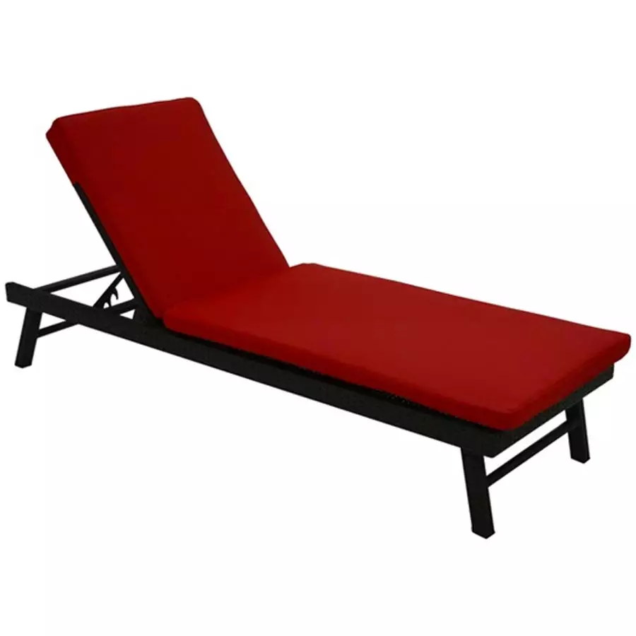 Black/Red Resin Wicker Chaise Lounge