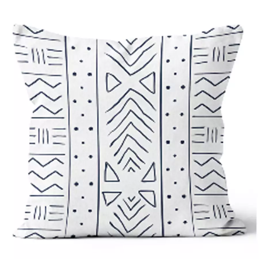 20" Square Tribal Outline Navy Pillow