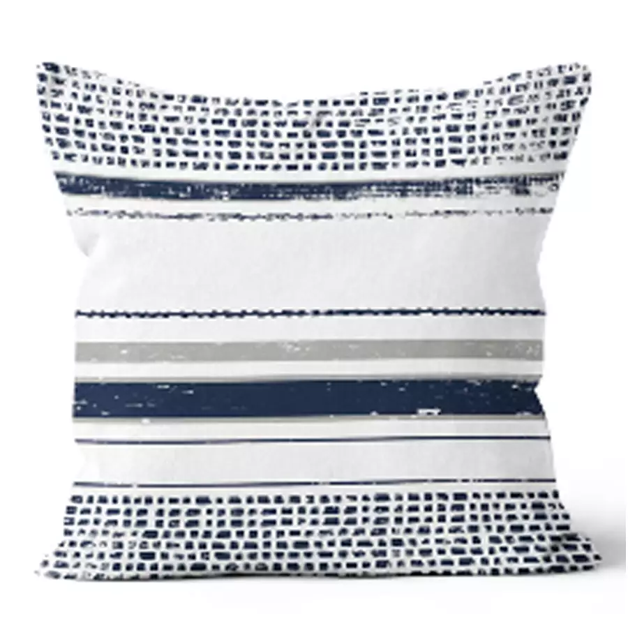 20" Square Pindot Stripe Navy Pillow
