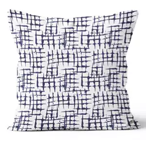 20” Square Painted Net Navy Pillow