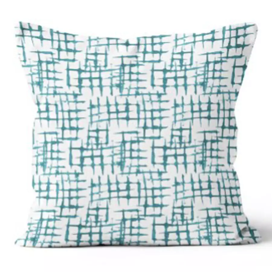 20” Square Painted Net Teal Pillow