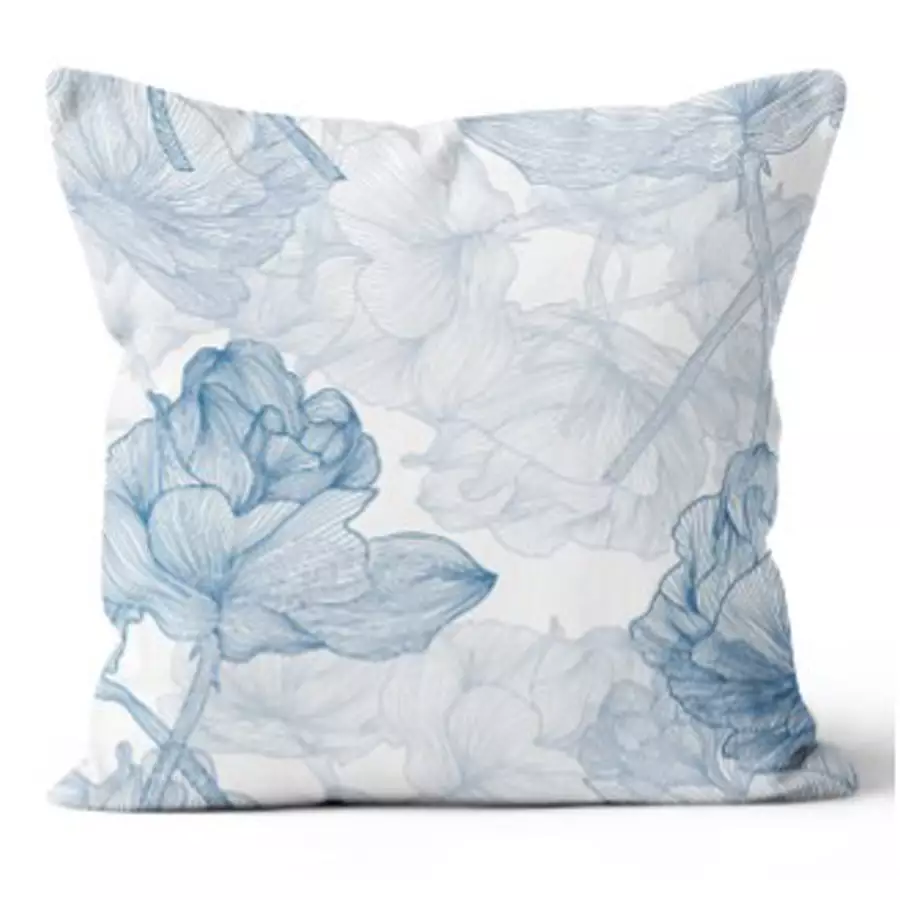 20” Square Venetian Floral Glacier Blue Pillow