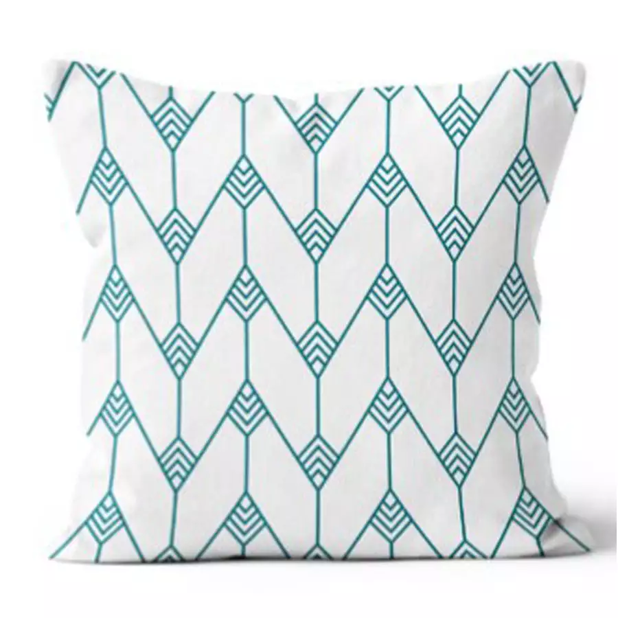 20” Square Fineline Herringbone Teal Pillow