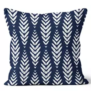 20” Square Fern Leaf Navy Pillow