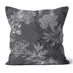 20” Square Romantic Floral Black Pillow