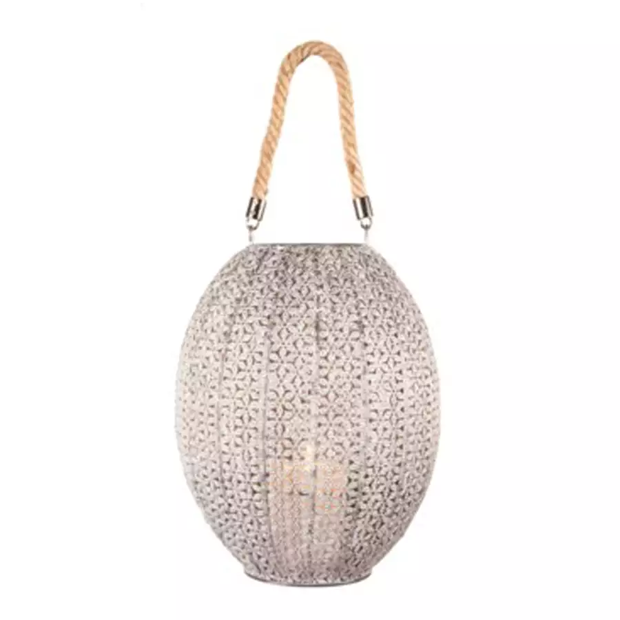 Metal Hanging Lantern With Rope