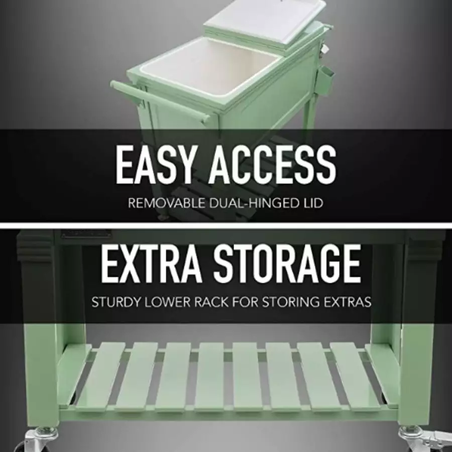 80qt Permasteel Cooler Furniture Style with Wheels and Shelf Sage