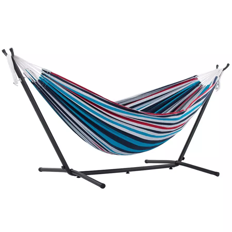 Vivere 9 ft. Denim Double Hammock With Steel Stand