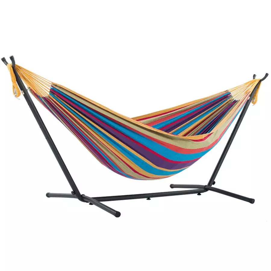 Vivere 9 ft. Tropical Double Hammock With Steel Stand