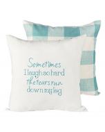 18" Square Sometimes Buffalo Check Aqua Pillow