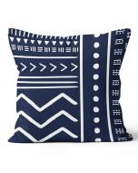 20" Square Lines and Dots Navy Pillow 