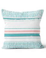 20" Square Pindot Stripe Pink/Turquoise Pillow