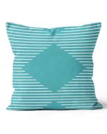 20" Square Diamond Line Turquoise Pillow