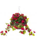 Bright Pink Azalea Flower Hanging Basket, 24" x 22"