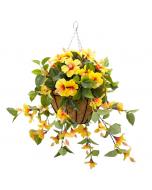 Yellow Hibiscus Outdoor Hanging Flower Basket, 24" x 22"