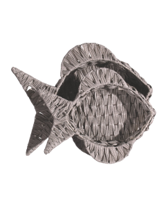 2 Grey Basket Fish Trays Set