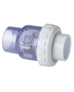 1 1/2" Clear PVC Single Union Spring Check Valve 