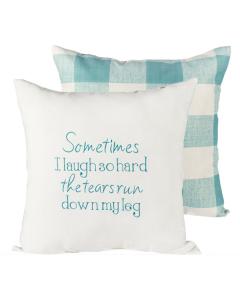 18" Square Sometimes Buffalo Check Aqua Pillow