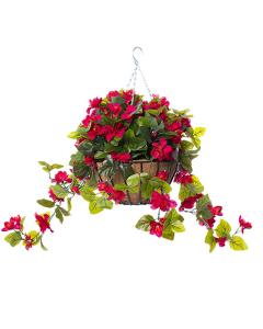 Bright Pink Azalea Flower Hanging Basket, 24" x 22"