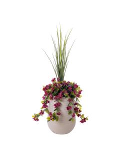 Purple Bougainvillea With Grey Terrazzo Beige Pot, 55”