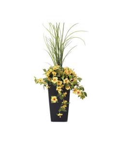 40", Yellow Hibiscus With Dracaena Potted Planter