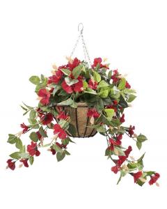 Red Hibiscus Outdoor Hanging Flower Basket, 24" x 22"