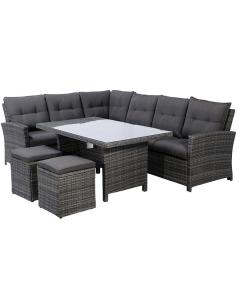 Five-Piece Dining Sectional Charcoal Grey