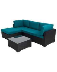 Montana Three Piece Sectional Black/Teal