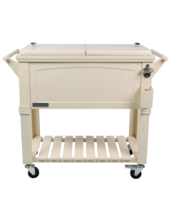 80qt Permasteel Cooler Furniture Style with Wheels and Shelf Cream