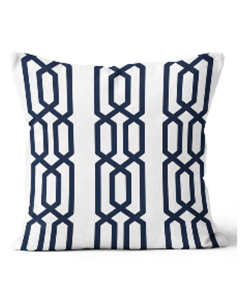 20" Square Chainlink White/Navy Pillow